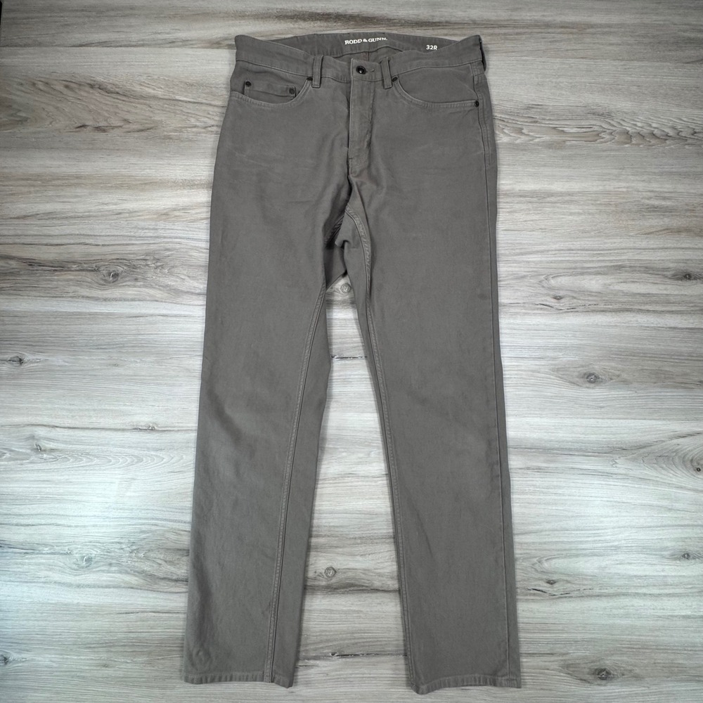Rodd & Gunn Mens 32R Straight Leg Pants Taupe Grey Cotton‎ Stretch Twill Chino